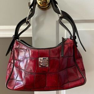 Dooney & Bourke Red Croc Embossed Shoulder Bag